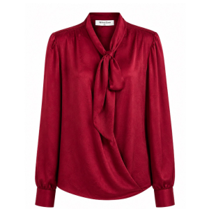 Emily Burgundy Bow Shirt