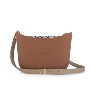 Fenn - Messenger Bag-Tan-Pattern Inner- Gold Zip- Light Stone Flat Handles