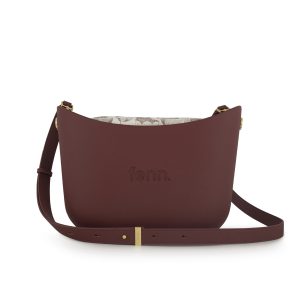 Fenn - Messenger Bag-Maroon-Pattern Inner-Gold Zip-Maroon Flat Handles